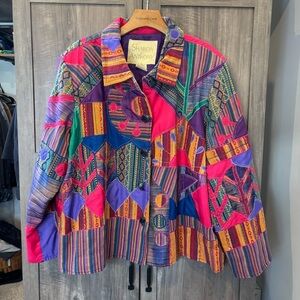 Sharon Anthony Jacket  2X Coat of Many Colors Vintage Artsy